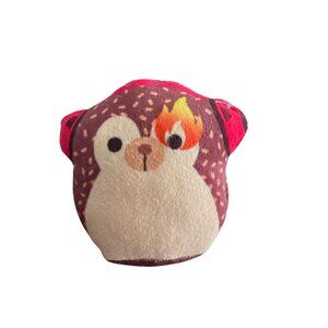 Squishmallows McDonalds Hans Brown Hedgehog Plush Toy Headphones Flame 3" tall